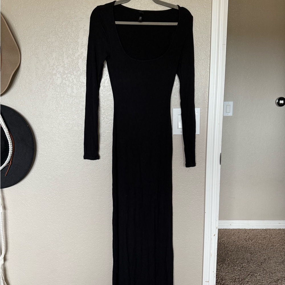 SKIMS Black Long Sleeve Dress